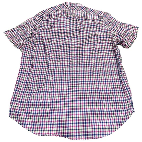 Robert Graham Pink White Gingham Short Sleeve Button Shirt Tailored Fit Men's XL - Picture 9 of 10